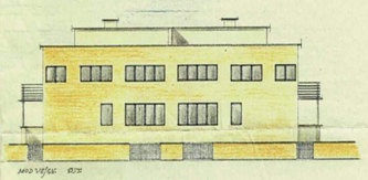 Emanuel Olsensvej 5-7 facade mod vej
Udsnit af tegning udlånt af Frederiksberg Stadsarkiv